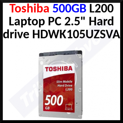Toshiba 500GB L200 Laptop PC 2.5" Hard drive HDWK105UZSVA - 500 GB - internal - 2.5" - SATA 3Gb/s - 5400 rpm - buffer: 8 MB